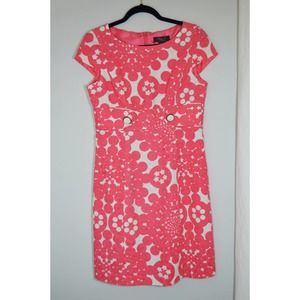 Eliza J pink and white floral 1950s style dress cap sleeve size 10